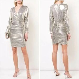 Alice + Olivia Metallic Gold Long Sleeve Dress
